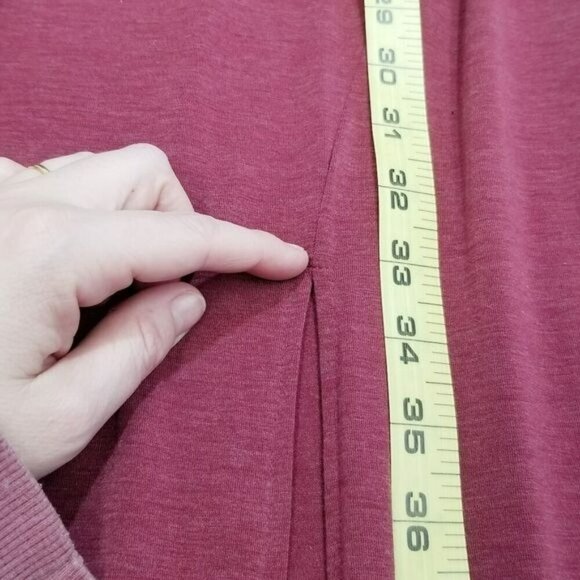 Long Sleeve‎ Burgundy Maxi Dress By Ambernoon L Thumb Holes Beachy UPF Coastal - Picture 7 of 10